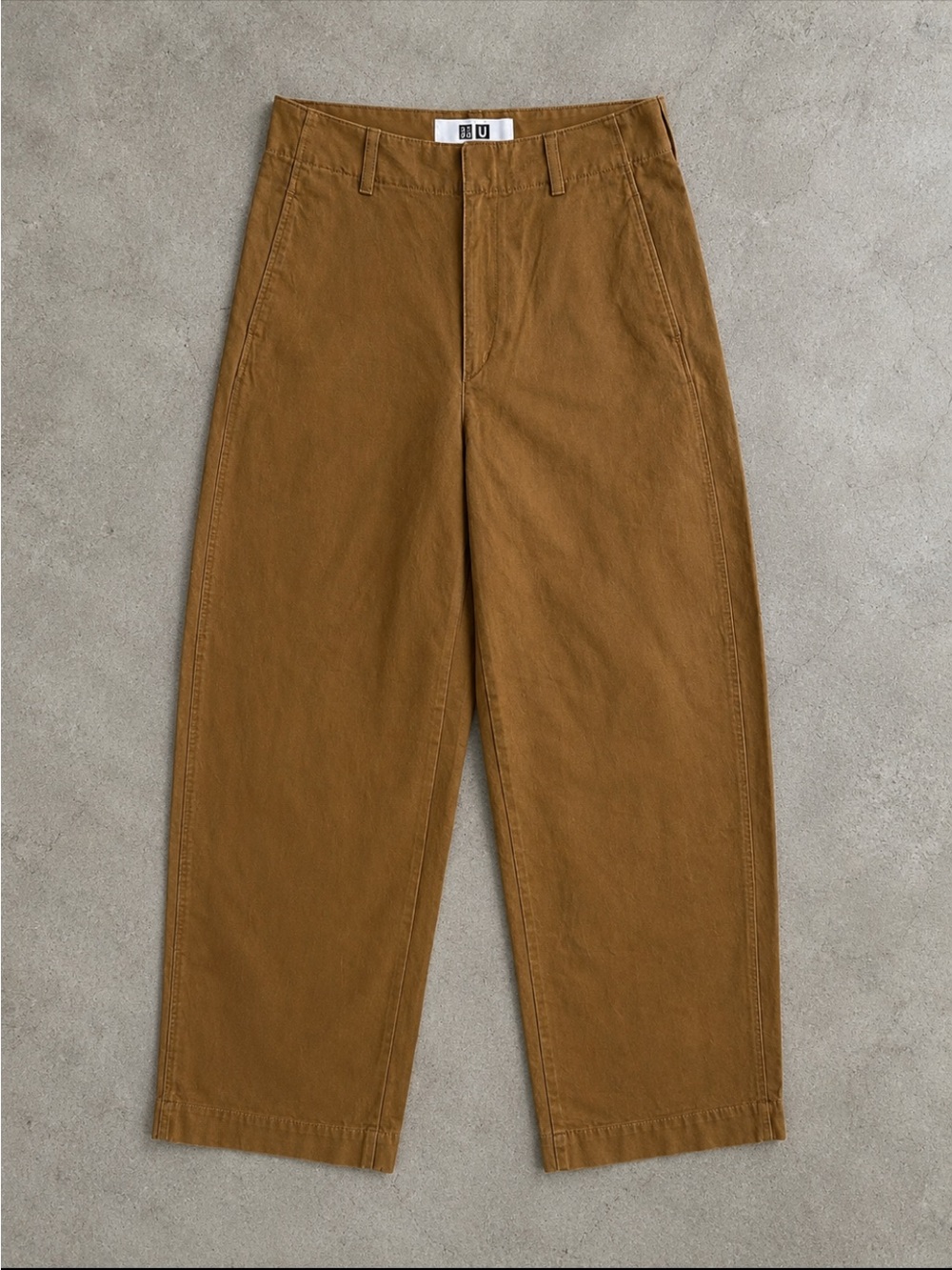UNIQLO U Wide Leg Cropped Pants Woman 8/28 Brown Cotton High Rise Neutral Preppy